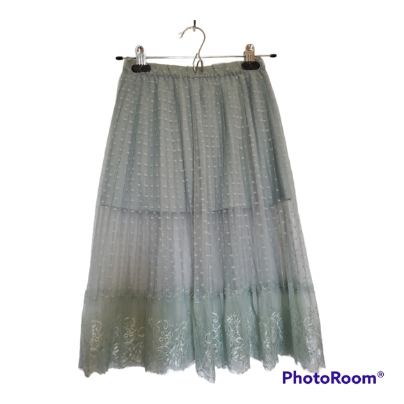 H&M Seafoam Green Overlay Lace Skirt - Size XXS, 00 - Picture 1 of 4